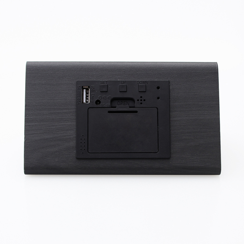 Wooden Digital Alarm Clock for Bedroom - Electric Desk Clock with Large Numbers, USB Port, Adjustable Volume, Dimmer, Wooden Decor