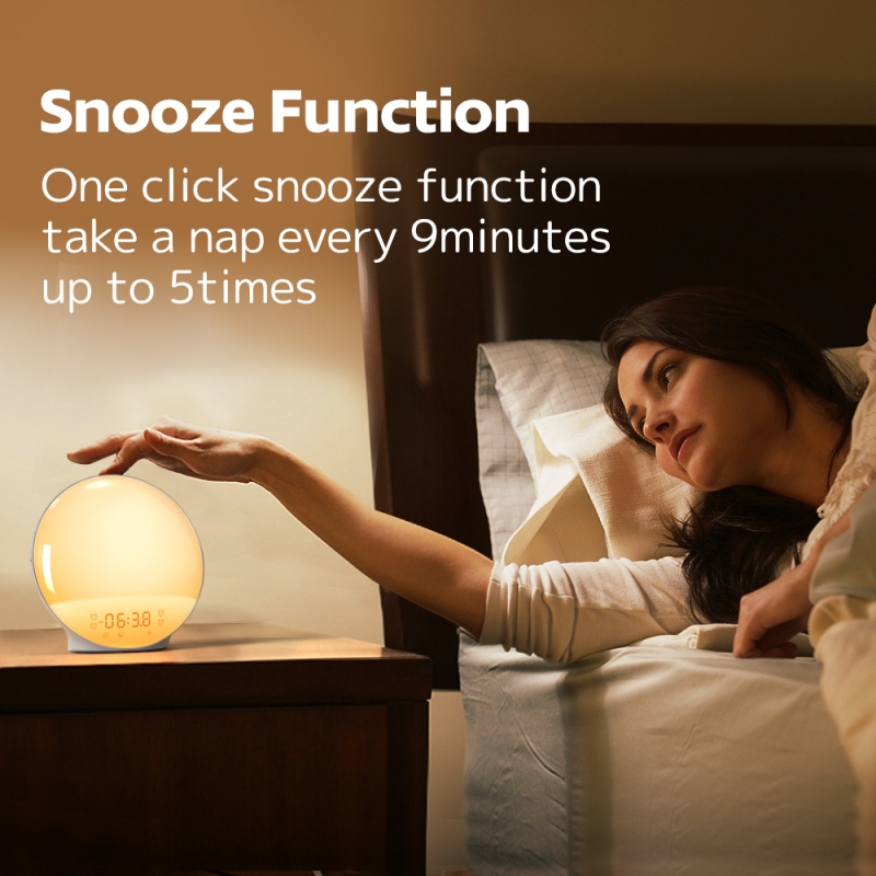 Wake Up Light Sunrise Alarm Clock Bedroom Full Screen with Sunrise/Sunset Simulation Dual Alarm Clock FM Radio Natural Sound