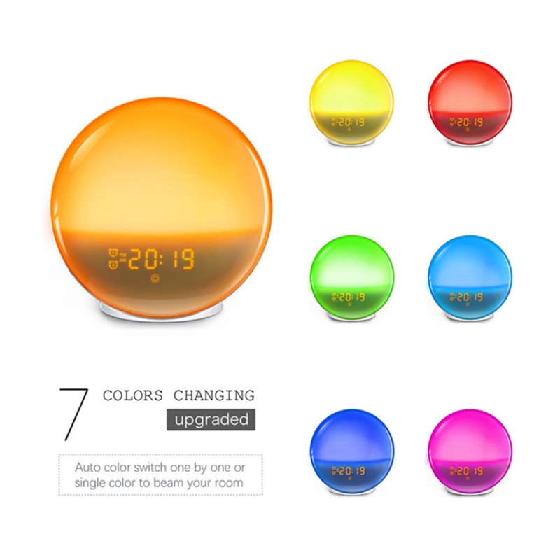 Wake Up Light Sunrise Alarm Clock Bedroom Full Screen with Sunrise/Sunset Simulation Dual Alarm Clock FM Radio Natural Sound