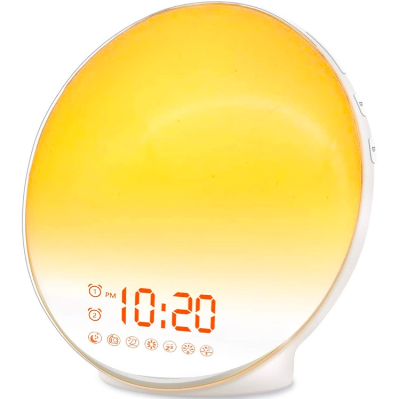 Wake Up Light Sunrise Alarm Clock Bedroom Full Screen with Sunrise/Sunset Simulation Dual Alarm Clock FM Radio Natural Sound