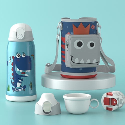 Vacuum Flask with Cup and Protective Cover Children Have Straw Kettle Stainless Steel