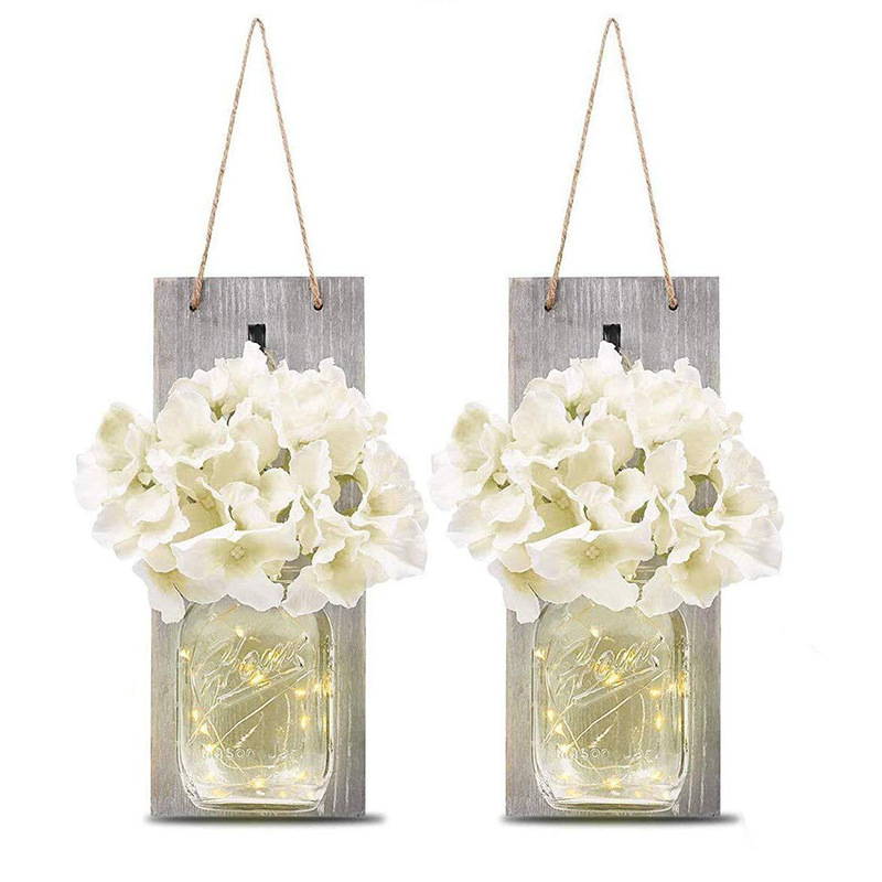 Products Stonemason jar string lights, silk hydrangea and Led string lights designed for home decoration, Christmas decoration