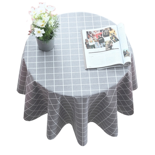 Grey and White Buffalo Plaid Check Gingham Tablecloth - Round 60&quot; Polyester Table Cover Reusable Water Resistant for Thanksgiving Christmas Holiday