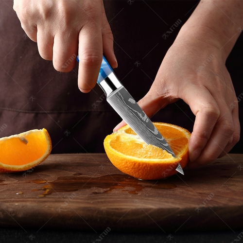 10-Piece Professional Knife Set with Ergonomic Blue Resin Handles – Precision Kitchen Tools