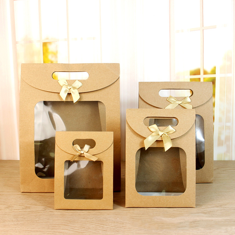 2-Piece Kraft Paper Gift Bags with Handles & Window – Perfect for Weddings and Special Occasions