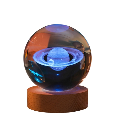 7-Color 3D Crystal Planet Ball – Laser Engraved Solar System LED Light, Perfect Gift for Stargazers