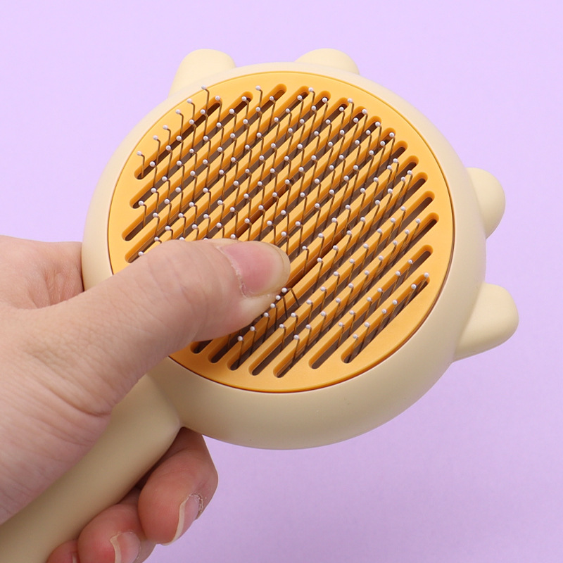 Pet Comb, Grooming Brush With Release Button, Pet Massage Brushes, Self Cleaning Slicker Comb