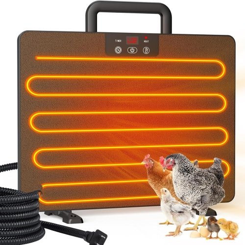 Chicken Coop Heater With Three-speed Adjustable Temperature, Flat Panel Reptile Heating Pad And Automatic Power-off