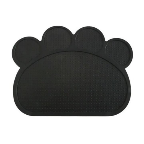 Miman Pet Food Mat Dog Bowl Mat Cat Food Mat Water Placemat Mat Paw Shape Black