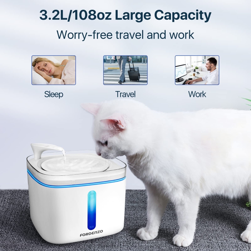 Automatic pet water dispenser, with replacement filter, suitable for cats, dogs, and various pets