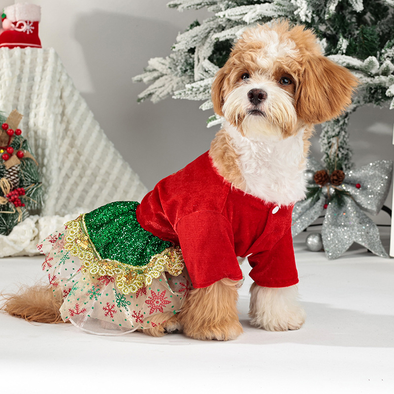 Pet Clothes Christmas Day Dress Dog Clothes Cat Christmas Party Dress Up