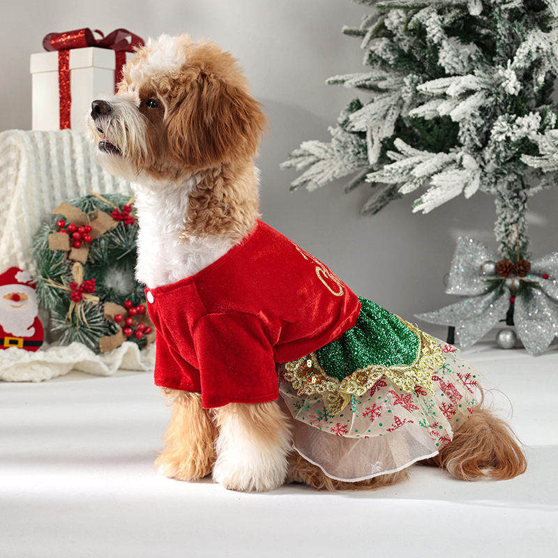 Pet Clothes Christmas Day Dress Dog Clothes Cat Christmas Party Dress Up