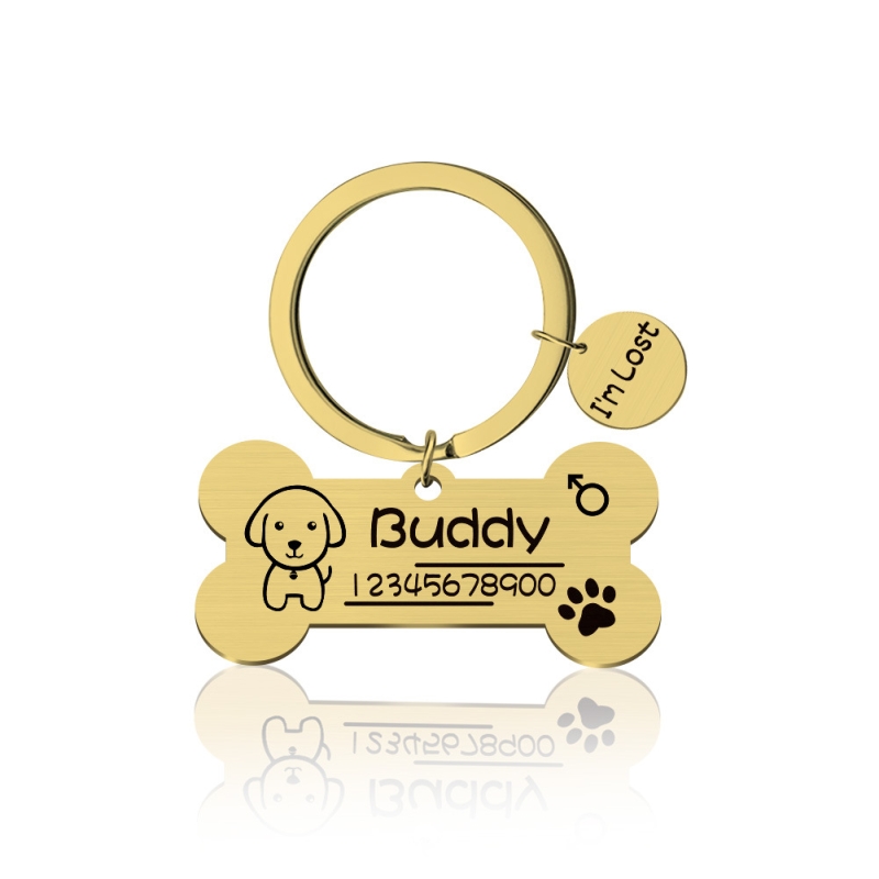 Personalized dog cat id tag anti-lost pet name tags plates free engraving dogs cats id tag nameplate pendant bone shape for pets