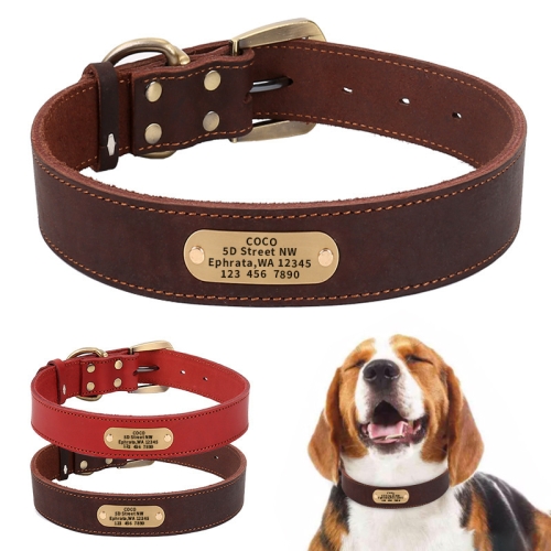 Personalized Dog Id Collar Leather Customized Engraved Pet Id Tag Puppy Name Phone No. Plate Adjustable